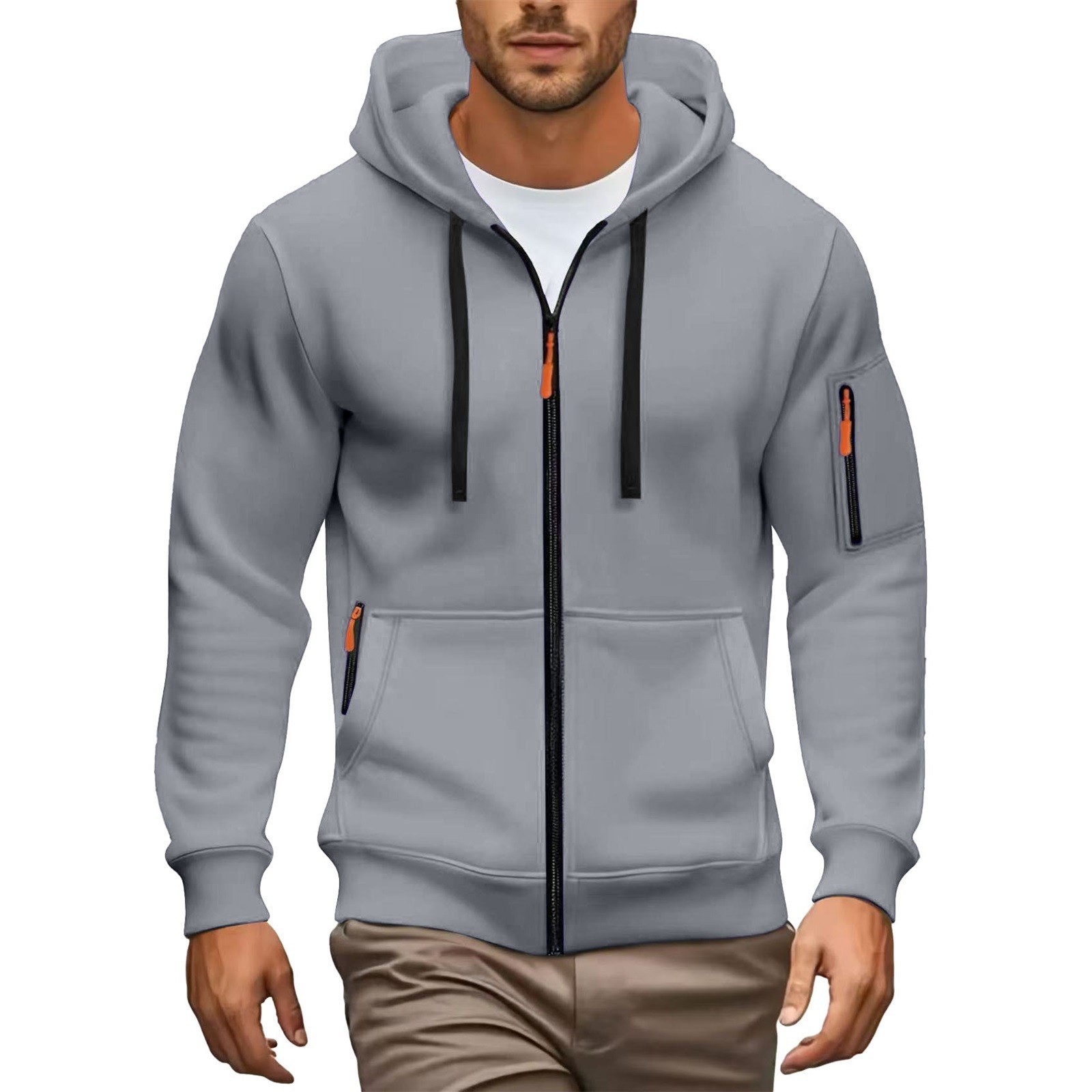 Free Shipping 2026 new men's hoodie hooded zipper cardigan men's sports and leisure coat hot sale size s-3xl