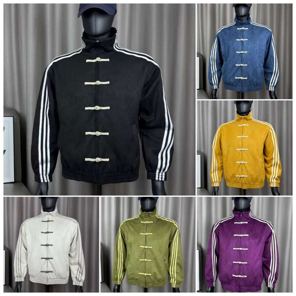 Tang jacket Men's Designer Pilot Fleece-Lined Cuffs Letter Embroidery Chinese-Style Sporty Stand Collar Button with Placket Autumn Baseball Jacket