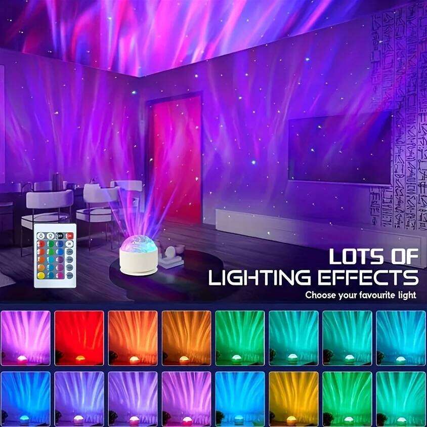Starry Sky Galaxy Aurora LED Night Light Remote RGB 16 Colors Water Ripple Projector Lamp Party Room Decor Gift Z260127