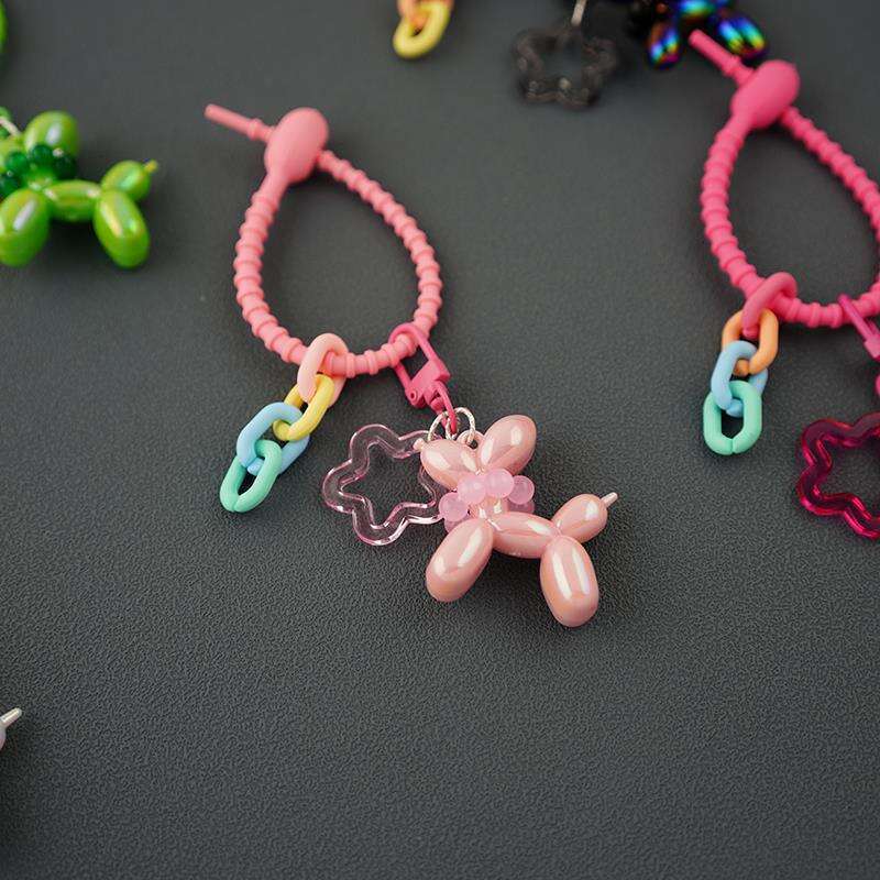 Dog-shaped jewelry keychain Dreamy Bubble pendant Beaded belt accessory for daily carrying of mobile phones and decorating bags