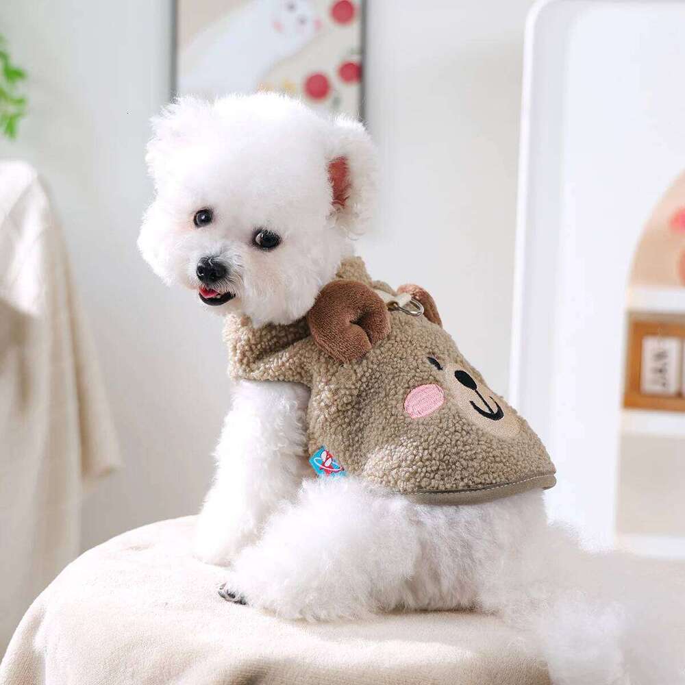 1-Piece Pet Autumn and Winter Thickened Thermal Jacket Cat Dog Dudu Lamb Fleece Vest-Bear XJ260127