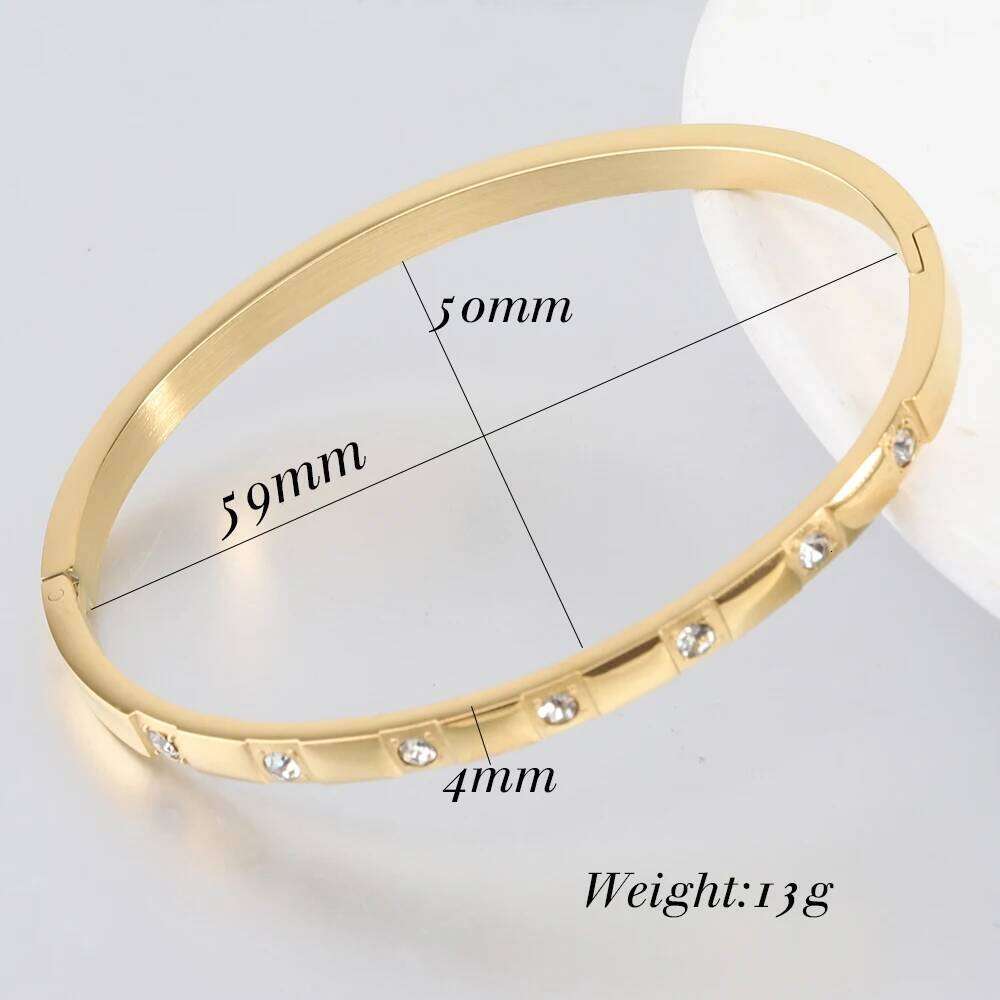 VQYSKO Stainless Steel Zircon Square Buckle Bracelet Women's Jewelry Valentine's Day Gift For Her XJ260127