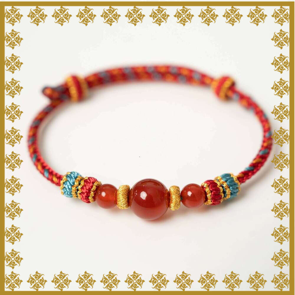 Handwoven Red Agate Bracelet with Jade - Dunhuang Artisan Craft, Natural Stone Jewelry for Luck & Protection