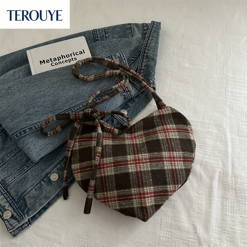 TEROUYE Loose and large capacity checkered design women's armpit bag autumn and winter new fashion versatile style trendy handbag luxury