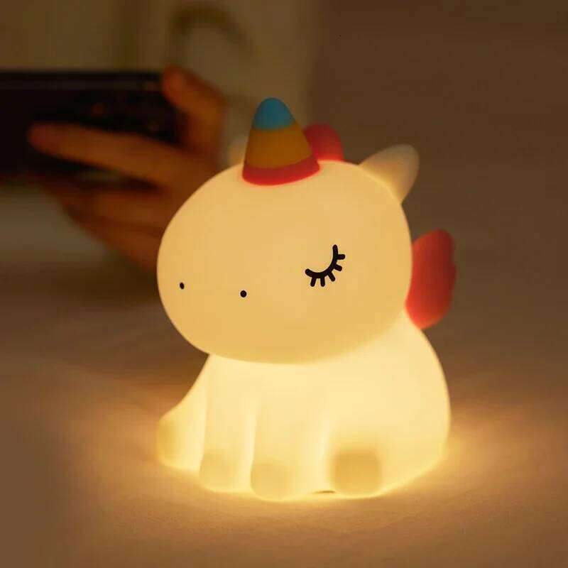 unicorn Cute Silicone LED Light For Kids children USB Rechargeable Cartoon Animal bedroom decor Touch Night Lamp for gifts Z260127