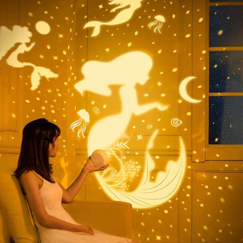 Starry Sky LED Projector Cute Bear Music Box Night Light Rotatable Bedside Lamp Kids Gifts USB Rechargeable For Bedroom Z260127