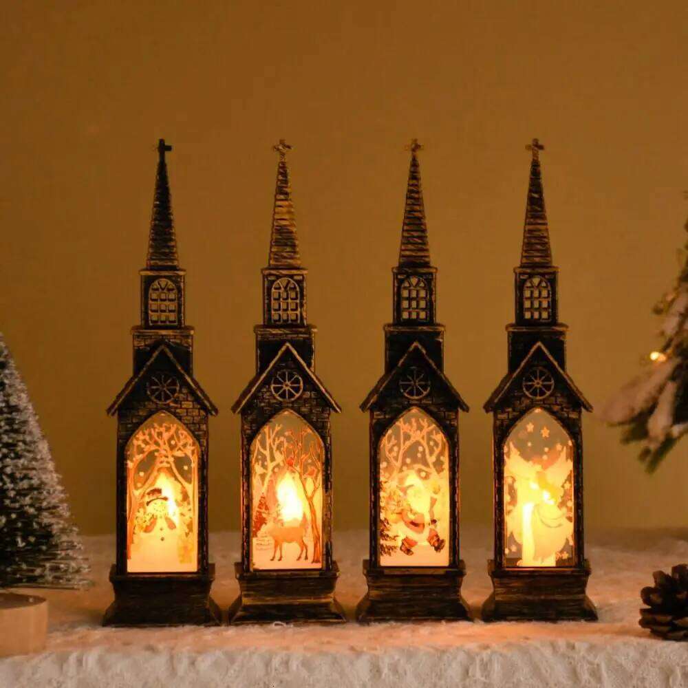 Small Church Christmas LED Night Ligh Elk Angel Claus Snowman Desk Lamp Santa Decoration Xmas Gifts Z260127