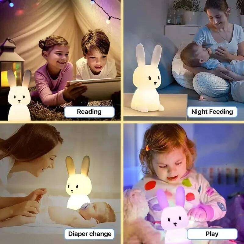 LED Night light Silicone Rabbit Touch Sensor lamp Cute Animal Light Bedroom Gift for Kid Baby Child Table Lamp Home Decor Z260127