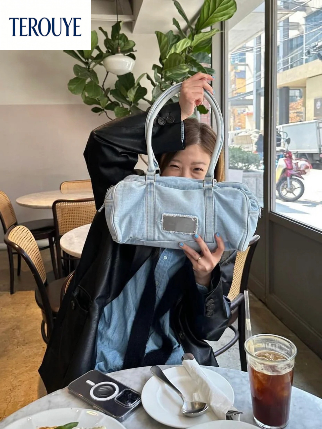 TEROUYE Autumn/Winter New bag Korean Large Capacity Cowboy Bag Fashion Trend Lazy Style Handbag Women's Single Shoulder Bag