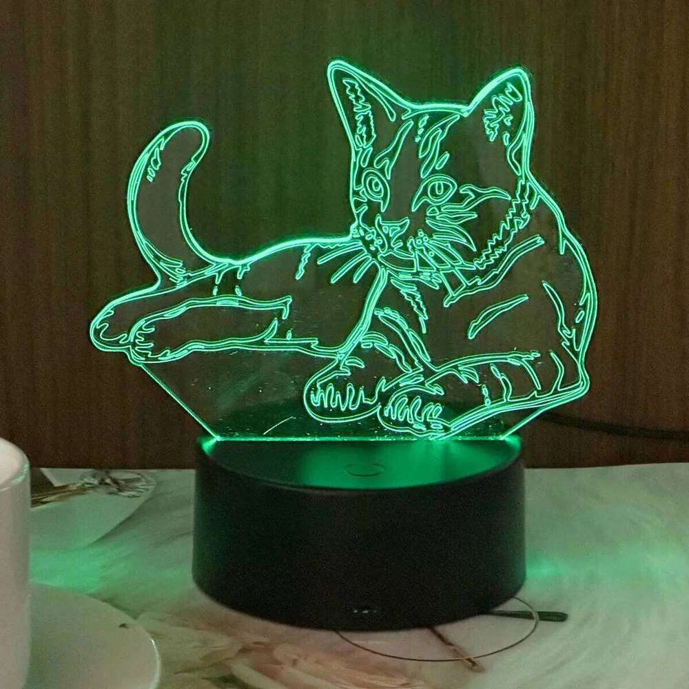 3D cute cat night 7-color RGB ambient USB power supply, bedroom desktop party decoration light, gift light. Z260127