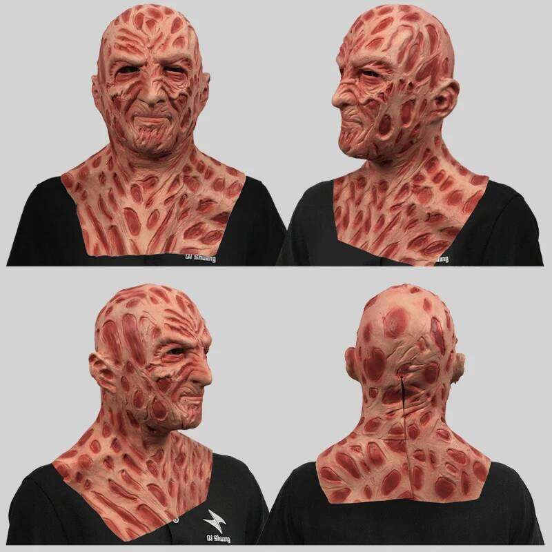 Halloween Fdy Mask Funny Movie A Nightmare on Elm Street Horror Party Cosplay Costume Prop Latex dress 26Y0127