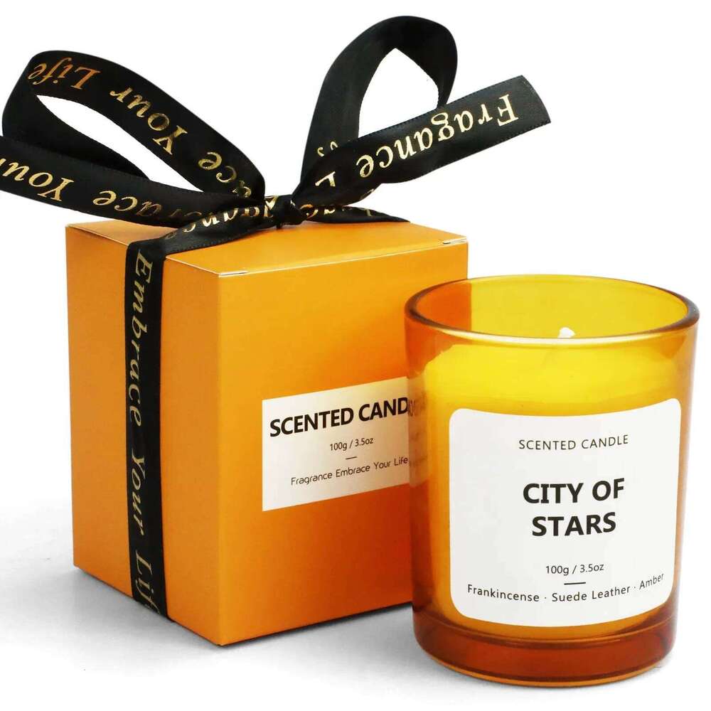 Orange Cup 100g Candle Premium Atmosphere Gift Box Aromatherapy Soy Wax Y260127