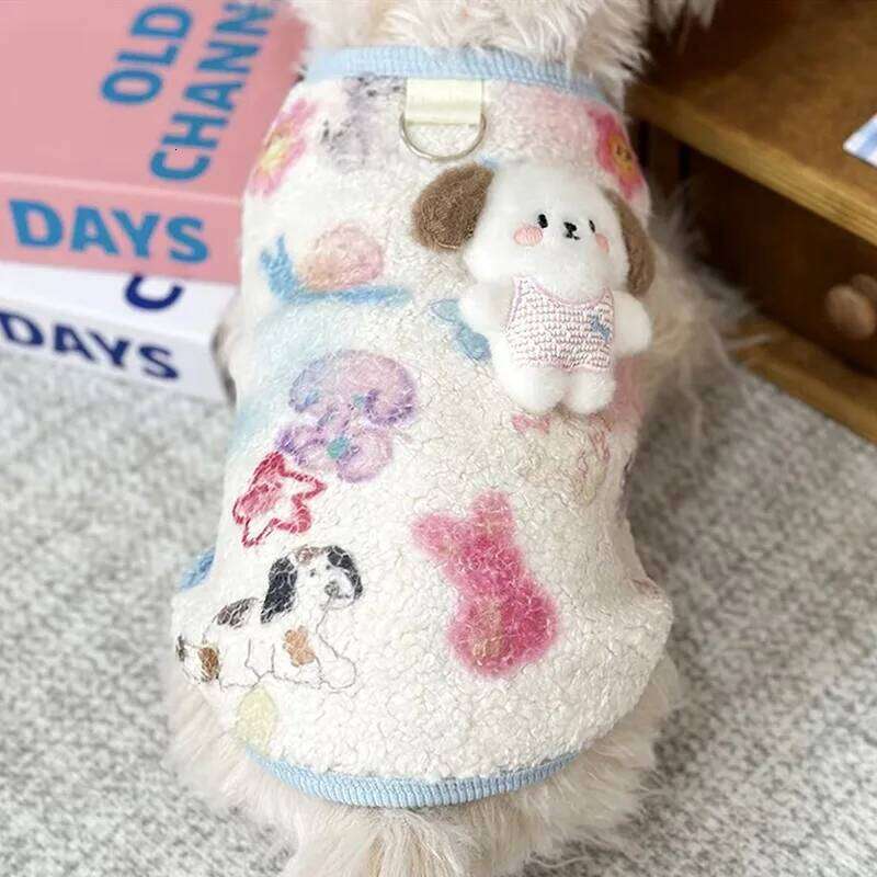 Pet Thermal Vest Teddy Winter Clothes Bichon Cartoon Button-down Autumnr Coat Maltese Animal Patterns Jacket XJ260127