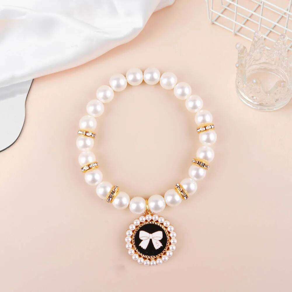 Pet Diamond Heart-Shaped Pearl Collar, Dog Pendant, Cat Necklace, Pet Jewelry