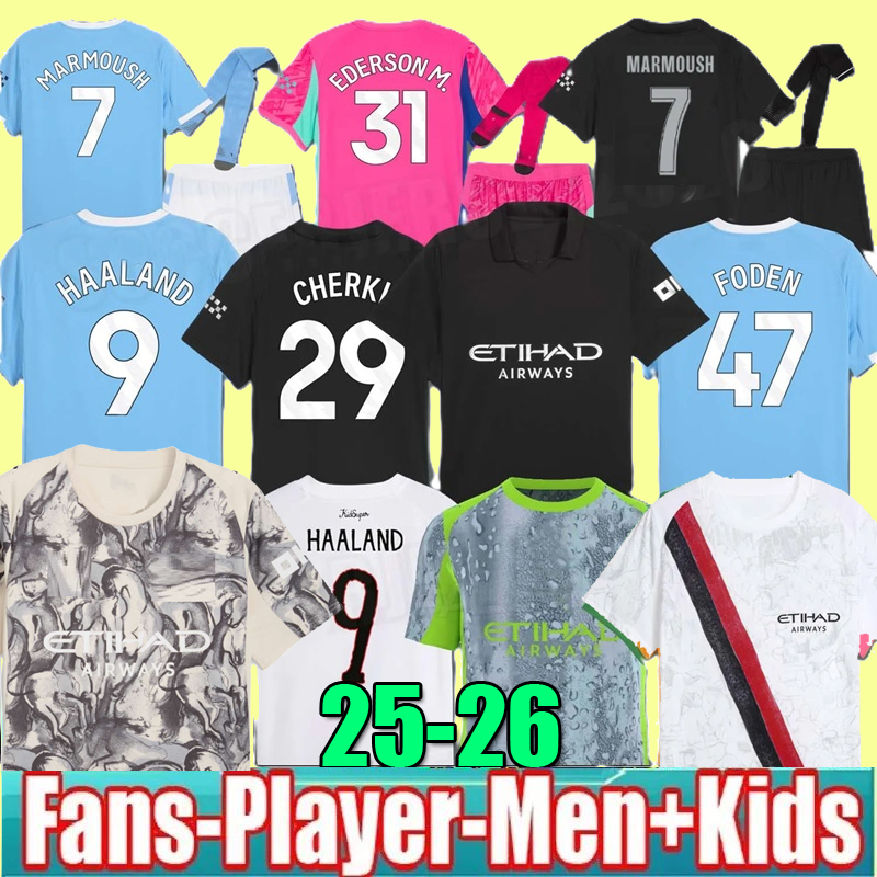 25 26 HAALAND soccer jerseys 2025 2026 FODEN MARMOUSH DOKU MARMOUSH McATEE GVARDIOL MATHEUS N. NICO football shirt men kids kits