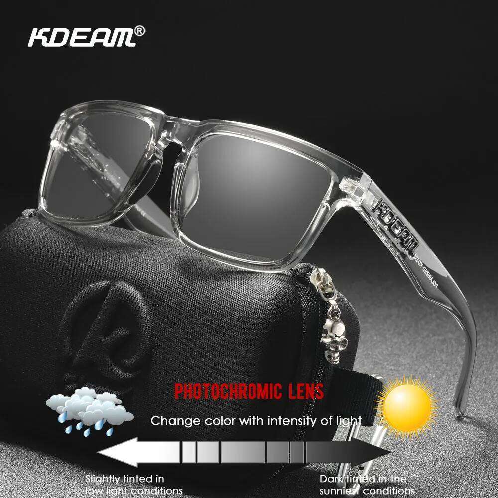 KDEAM Photochromic And Sunglasses Men Category 3 Polarized Sun Glasses Women Unique Frame Surface Eyewear With Case Z260127