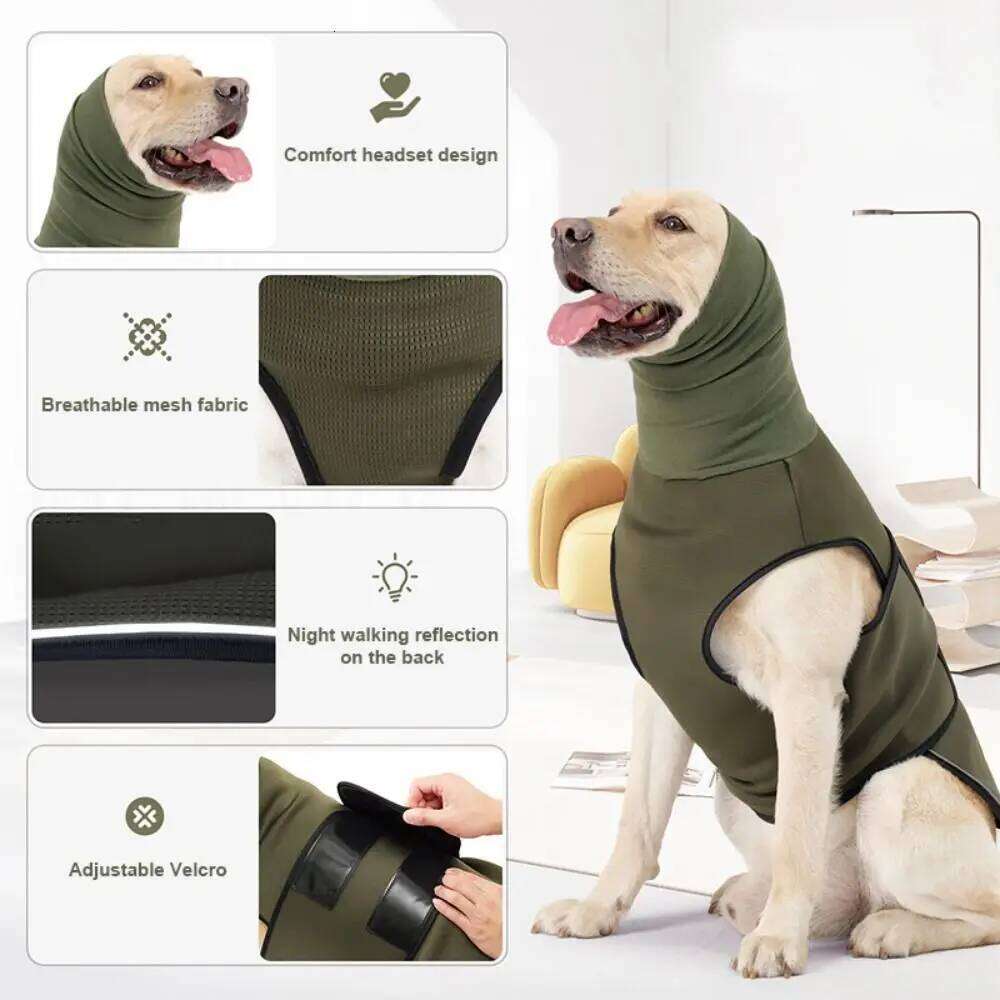 Noise-proof Calming Hoodie Anxiety Relief Reflective Pet Earmuff Noise Protection Breathable Vest Jacket Small Large Dog XJ260127