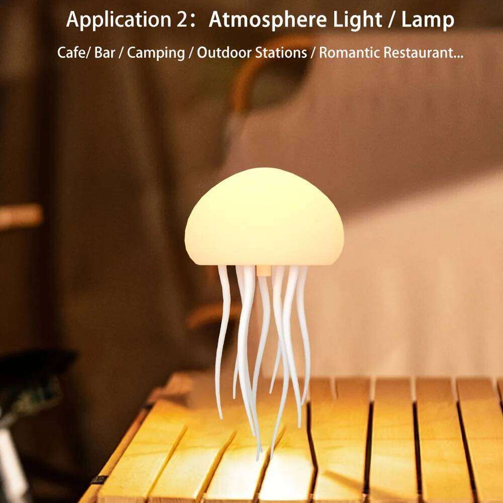 Modern Table Cartoon Dancing Jellyfish Bedside Lamp Adjustable Color LED Night Light Birthday Gift for Kids New Z260127