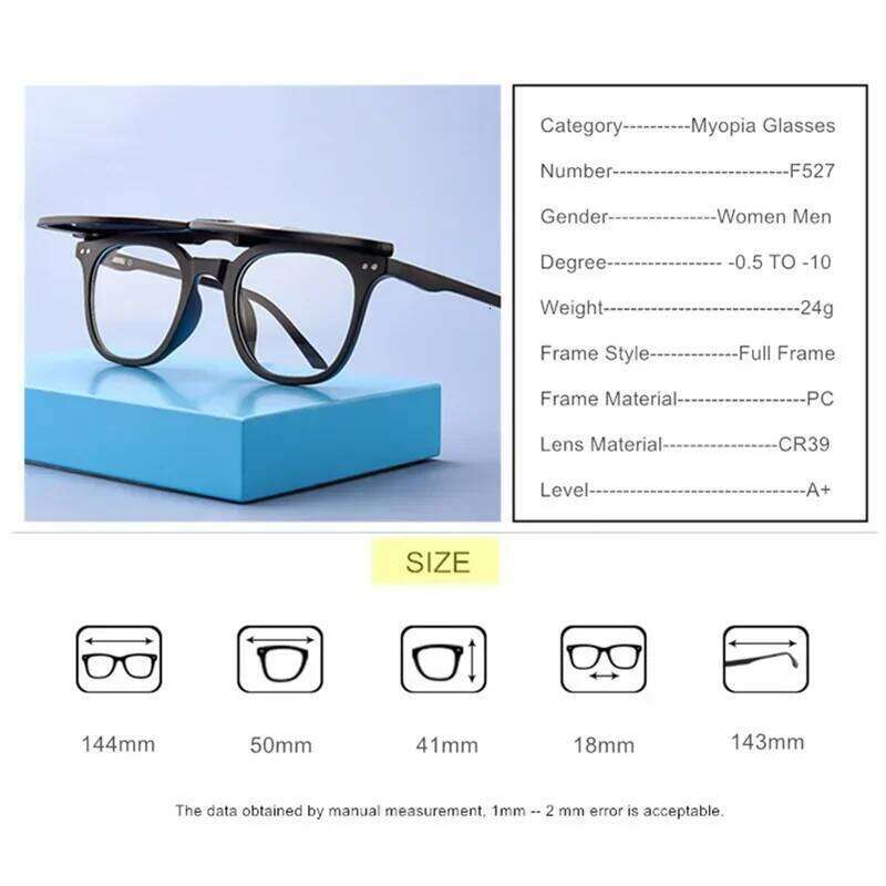 Prescription Glasses With Magnetic Clip-on Sunglasses Men Women Aspheric Lenses Custom For Nearsighted And Astigmatism F527 Z260127