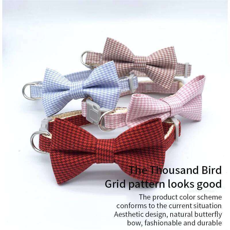 Collar Adjustable Durable Collars Cute Bow Kitten Necklace Soft Bell Puppy Lead Pet Product Dog Supplies Cat Accessories
