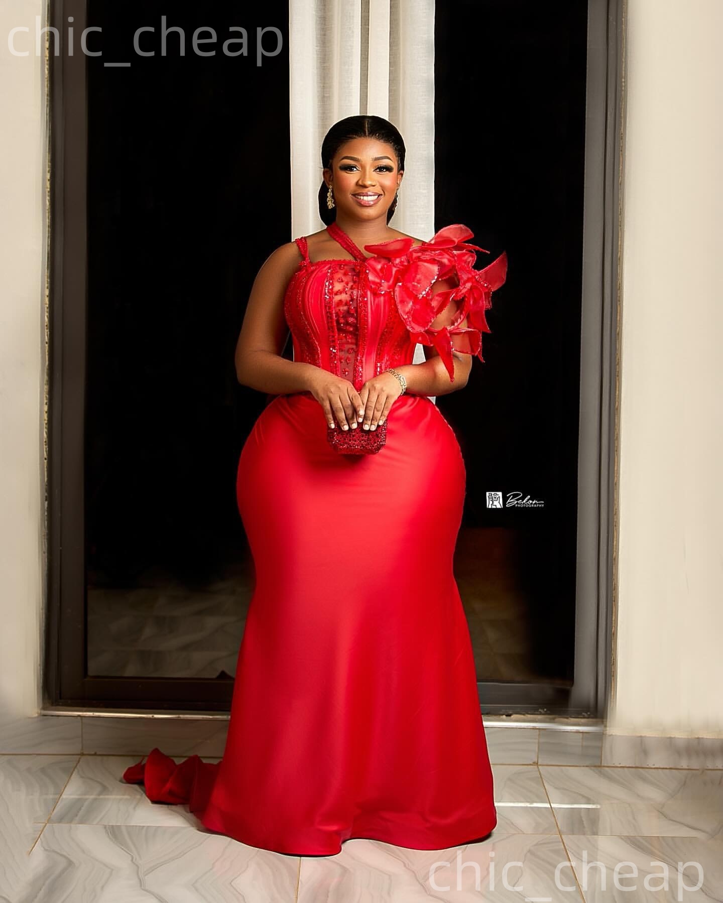 2026 Plus Size Red Mermaid Mother Of Bride Dresses Florals Beaded Satin One Shoulder Evening Party Mama's Dress Vintage 50's Birthday Weddin