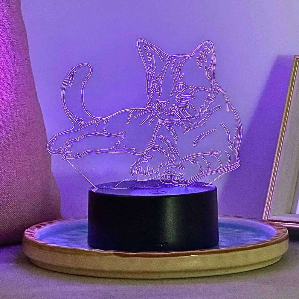 3D cute cat night 7-color RGB ambient USB power supply, bedroom desktop party decoration light, gift light. Z260127