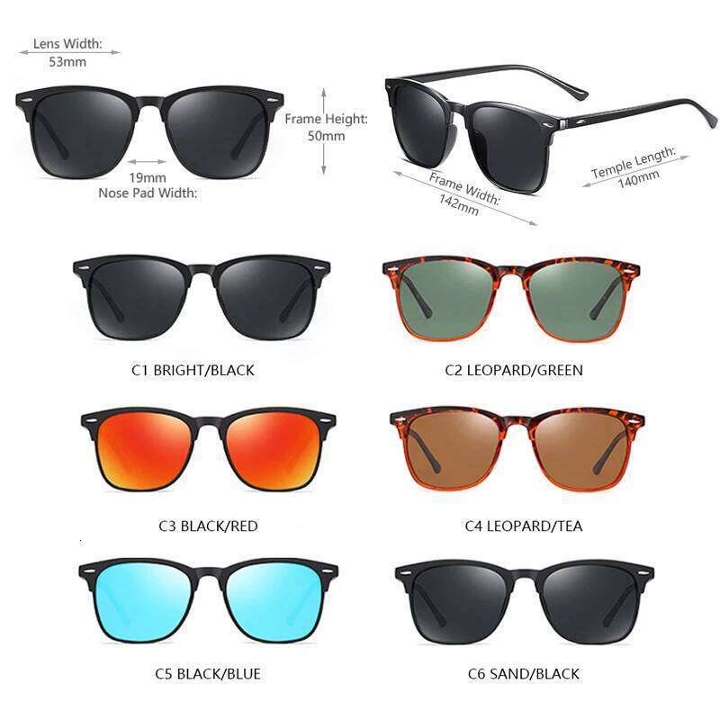 Fashion Square Polarized Sunglasses Men Women Classic Rivet Sun Glasses For Male High Quality Anti-glare Driving Shades Z260127