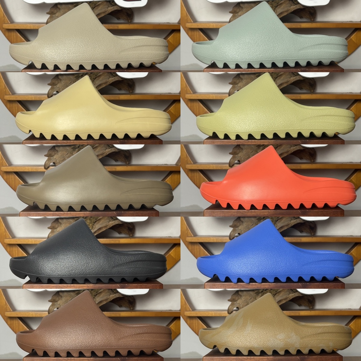 Slippers Slides Men Women Sandals Slider Bone Soot black Resin Flax Granite Sand Glow Green Ararat blue core solid Mens Womens Shoes Summer foamrun Beach sandal 36-48