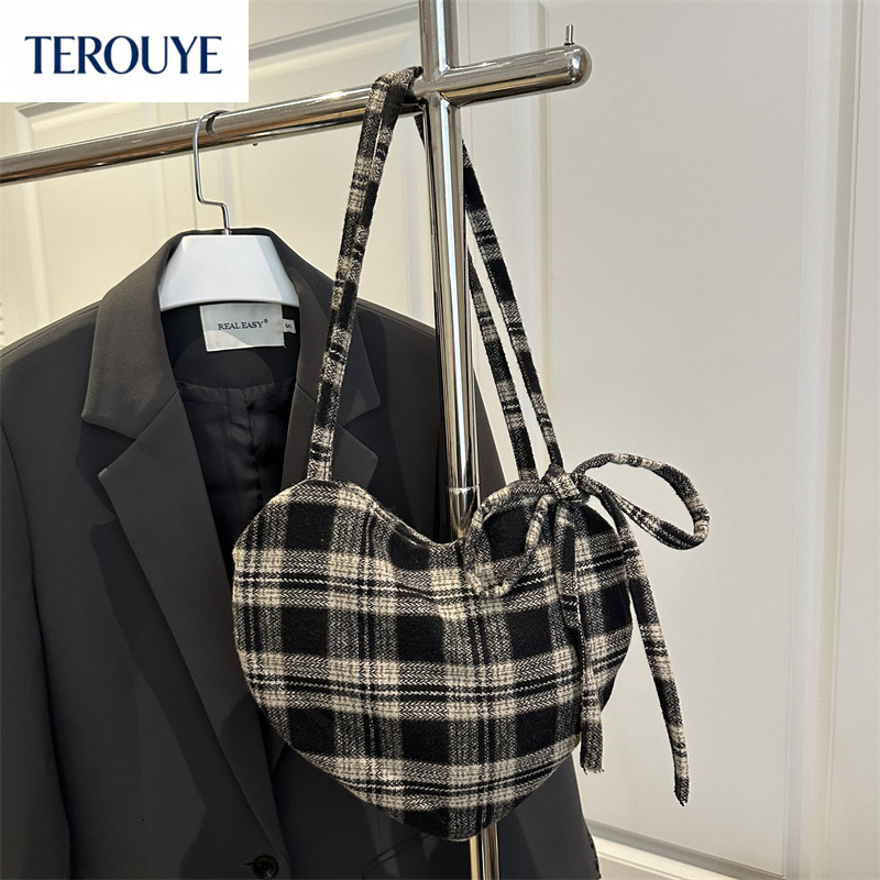 TEROUYE Loose and large capacity checkered design women's armpit bag autumn and winter new fashion versatile style trendy handbag luxury