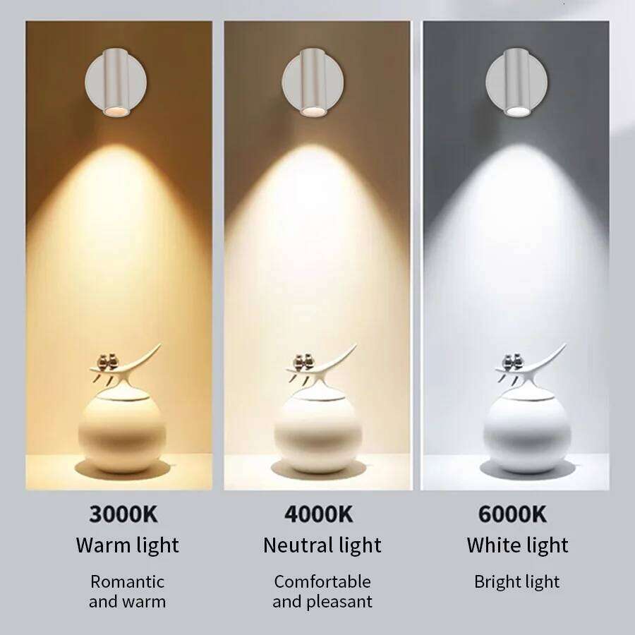 Magnetic Base USB Rechargeable LED Cordless Wall Light Touch Switch Black White Gold Silvery Dimmable Bedside Lamp For Reading Z260127