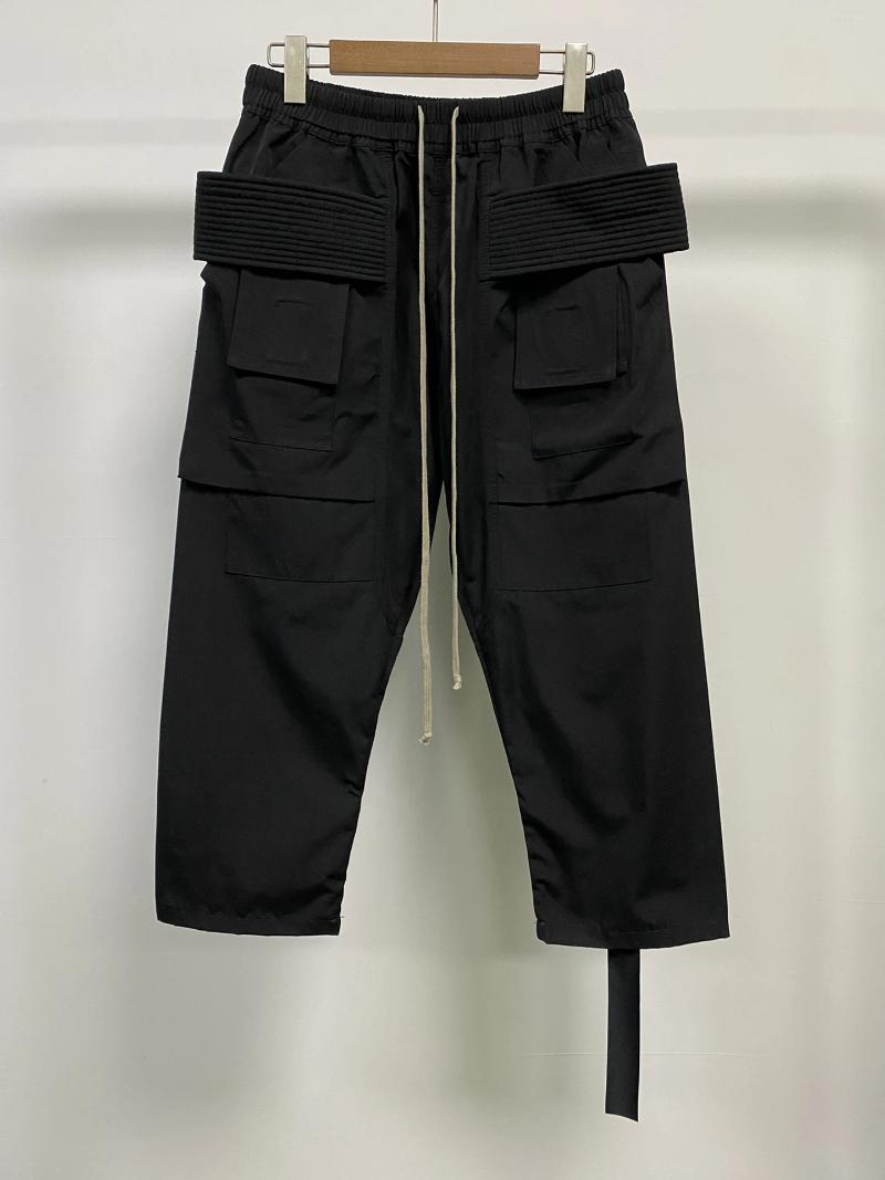 Men's Pants Owen Seak Men Cargo Harem Calf-Length Gothic Casual Summer Cross Lightweight Solid Loose Black Short Size XL
