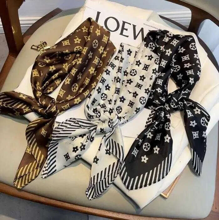 Scarf Silk Scarfs For Women Cap Lightweight Square Satin Head Wrap Medium Headband Shawl Character Letter Animal Print Dot Floral Neckerchiefs - view 3