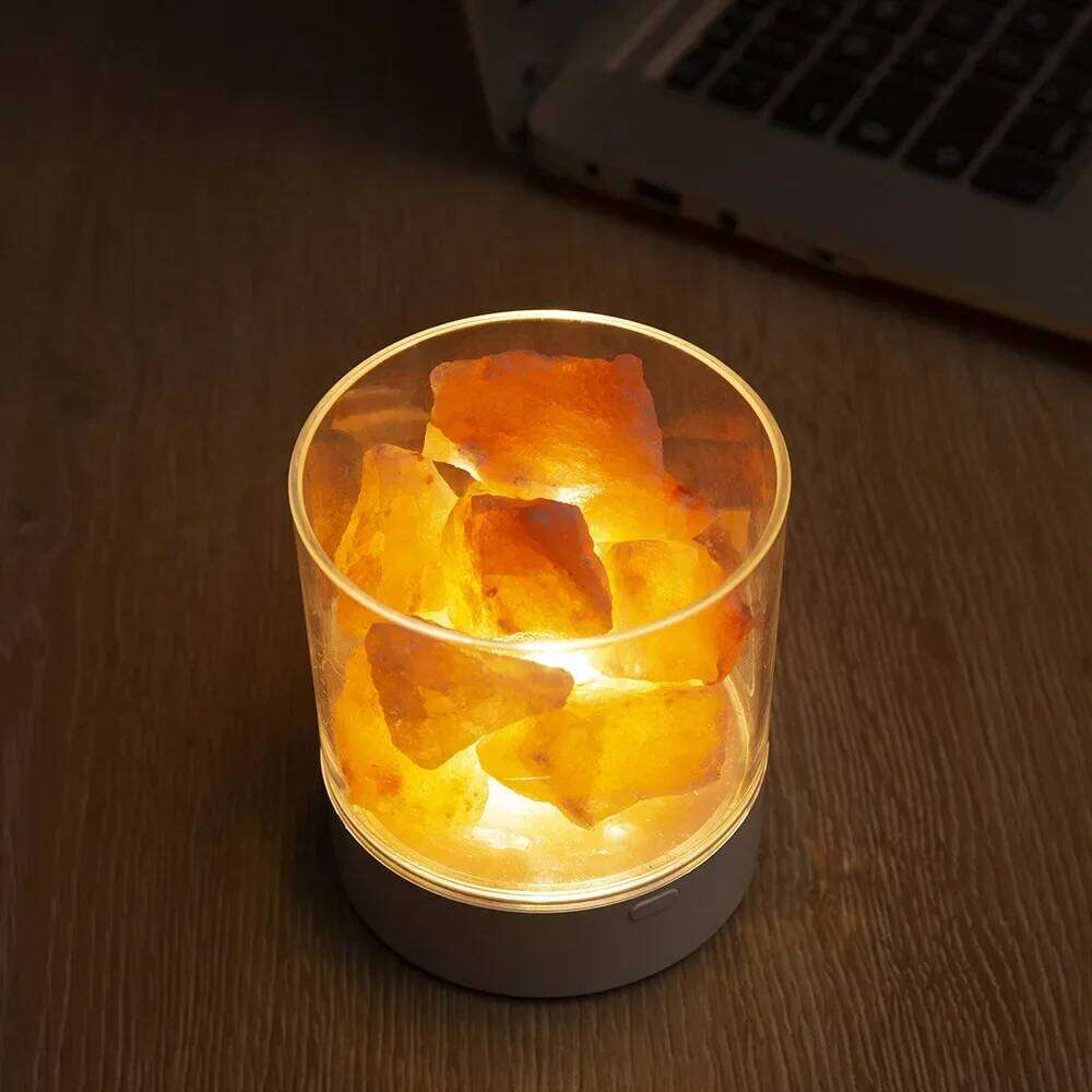 Natural Himalayan Crystal Anion Salt Warm Handcrafted Table Bedside Lamp Bedroom Night Light with Dimmer Switch Z260127