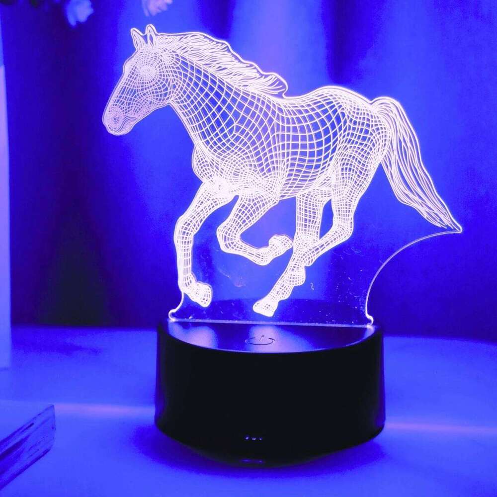1pc 3D horse - USB powered, touch adjustable, bedroom atmosphere decorative night light and gift. Z260127
