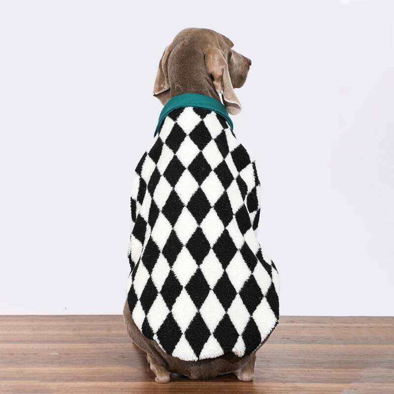 & Pet Clothes Collar Plaid Clothing Spring Winter Warm Dog Baseball Suit for Medium Large Dogs Labrador Golden pet supplies