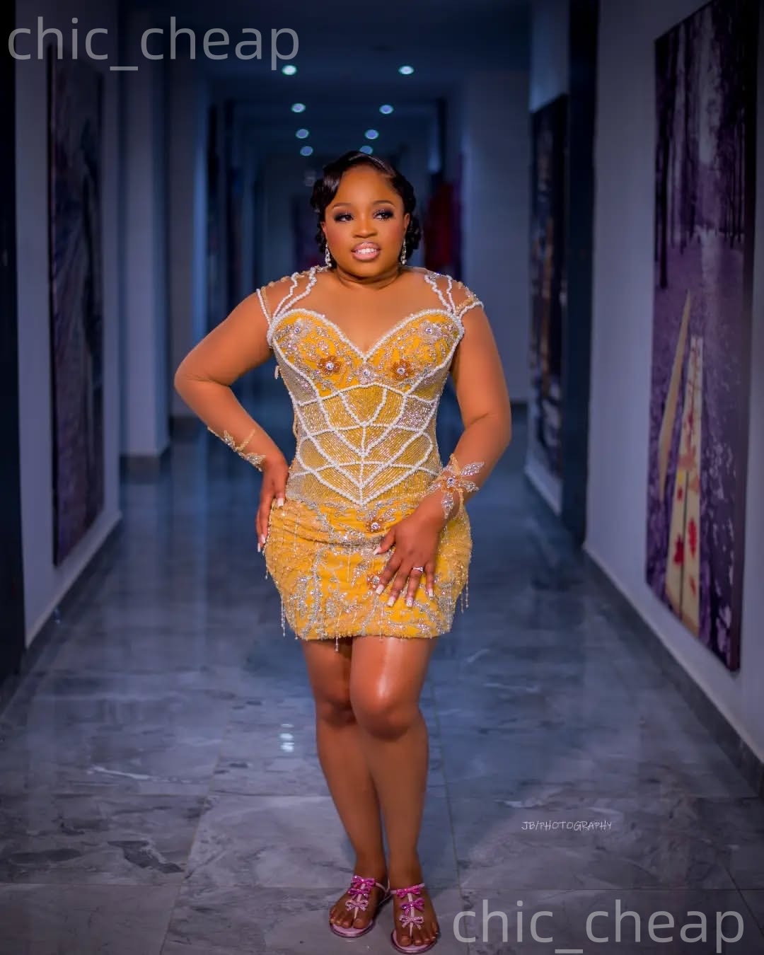 Chic Yellow Sheath 2026 Cocktail Dress Pearls Crystals Beaded Sheer Neck Short Mini Graduation Homecoming Dresses For Special Occasions Sweetheart Gow