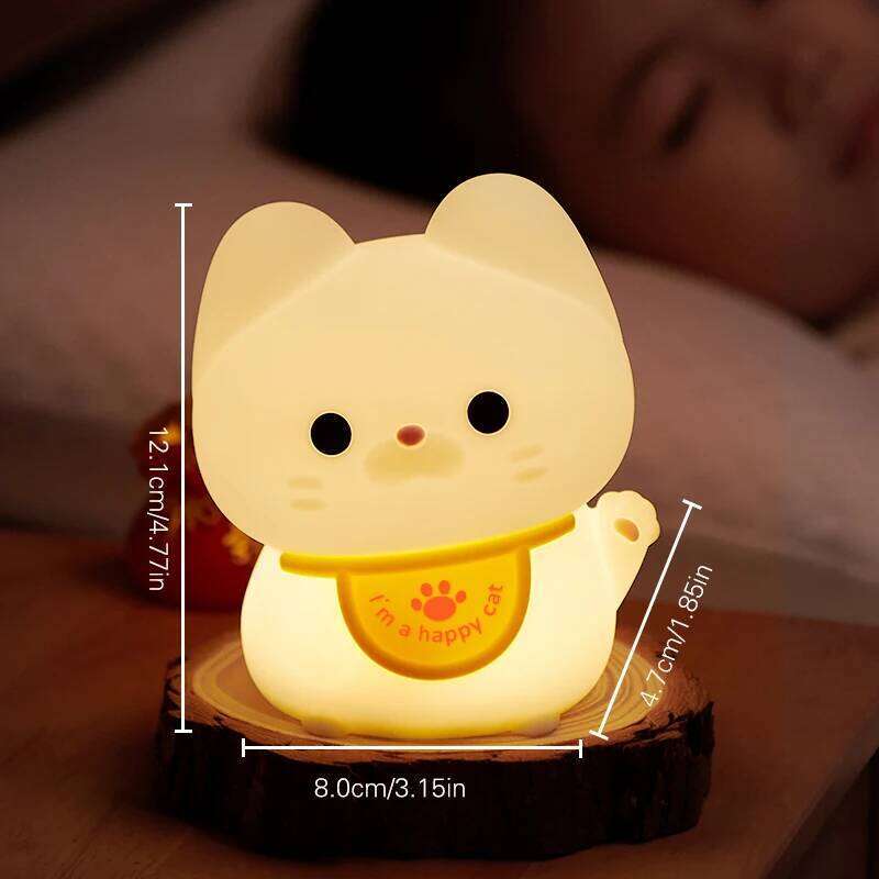1pc Lucky cat LED night Room mood Bedroom decorative Cute animal lamp with sleeping light Z260127