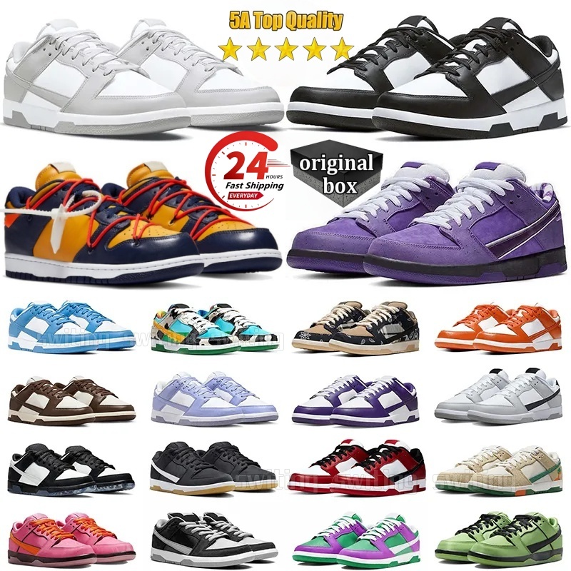 Designer Shoes Mens Womens Sneakers Panda White Black Unc Blue Grey Fog Medium Olive Triple Pink Brown Rose Whisper Active Fuchsia Platform Outdoor Trainers With Box