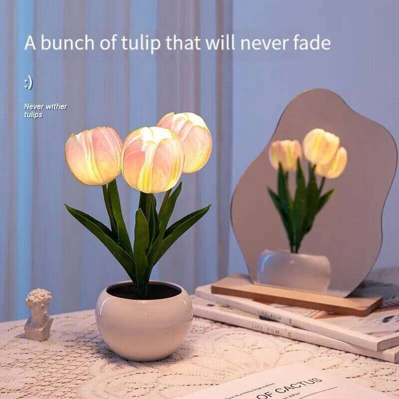 Tulip Table LED Lamp Simulation Flower Bouquet Bedroom Bedside Romantic Atmosphere Birthday Gift Home Decoration Z260127