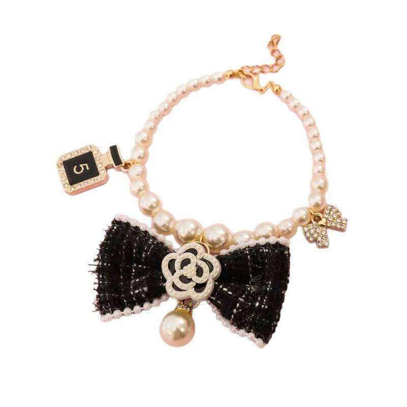 Pet Spring/Summer Pearl Necklace Cat/Dog Collar Bow Flower Autumn/Winter Water Diamond Decoration Dog Accessories