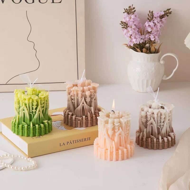 Castle Shaped Scented Home Decorative Personalized Smokeless Candles, Gift Set for Guests Y260127