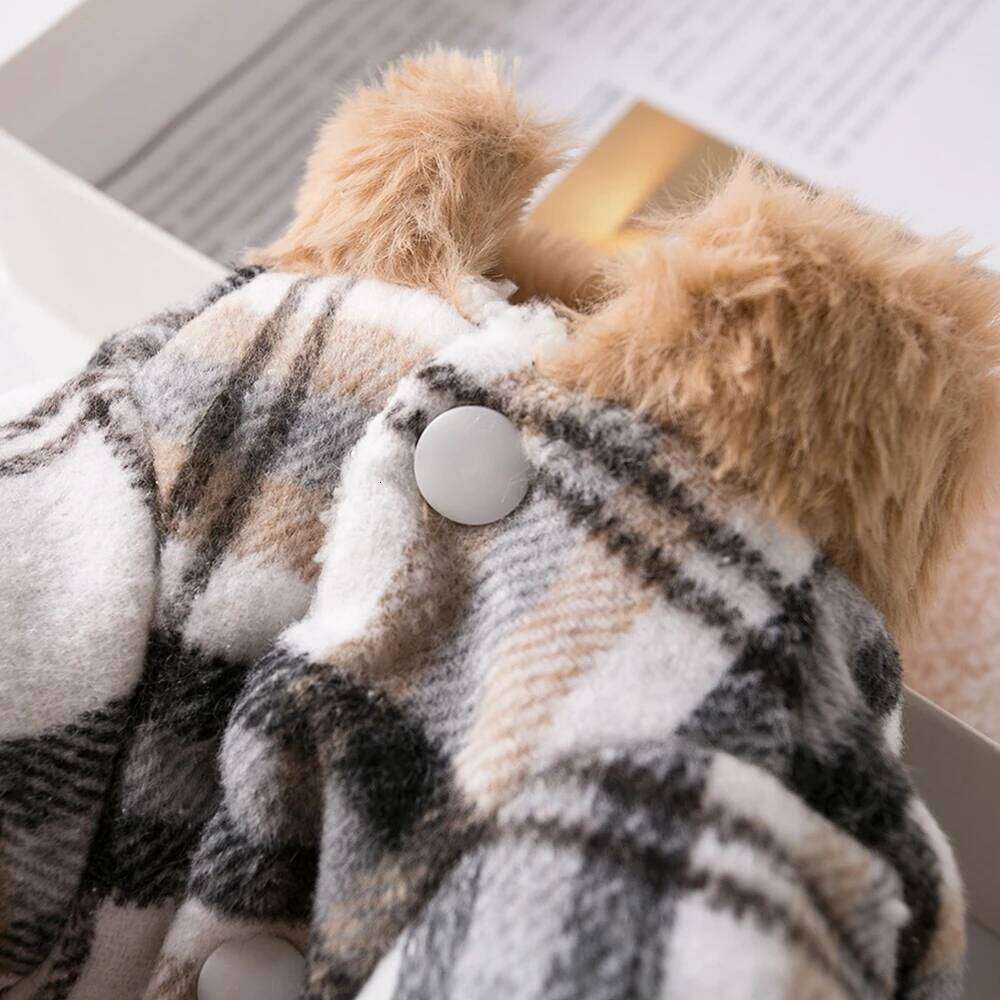 Autumn with D-Ring Warm Plaids Jacket The Dog Face Small Dogs Cat Pet Clothes Winter Coat XJ260127