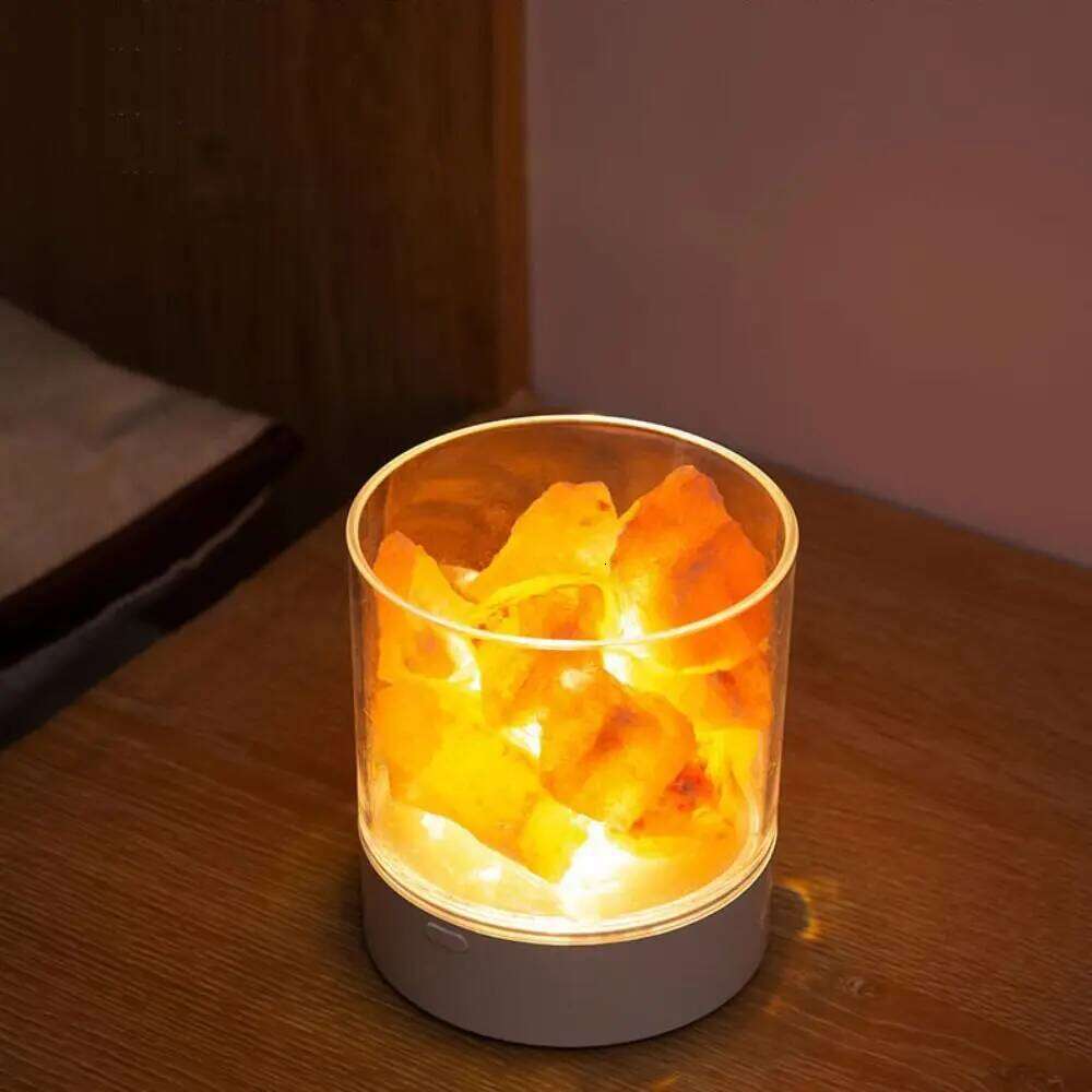 Natural Crystal Salt USB Powered 7 Color Lights Table Lava Lamp Eye Protection Night Light Bedroom Lighting Z260127