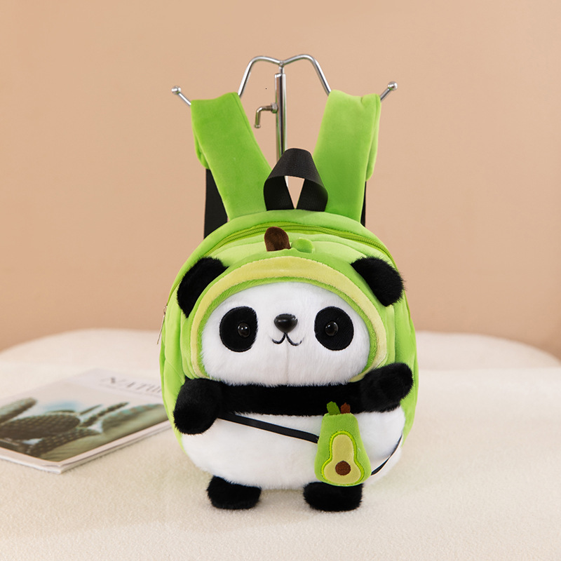 New Plush Toy Handsome Children's Panda Doll Avocado Strawberry Backpack Wholesale