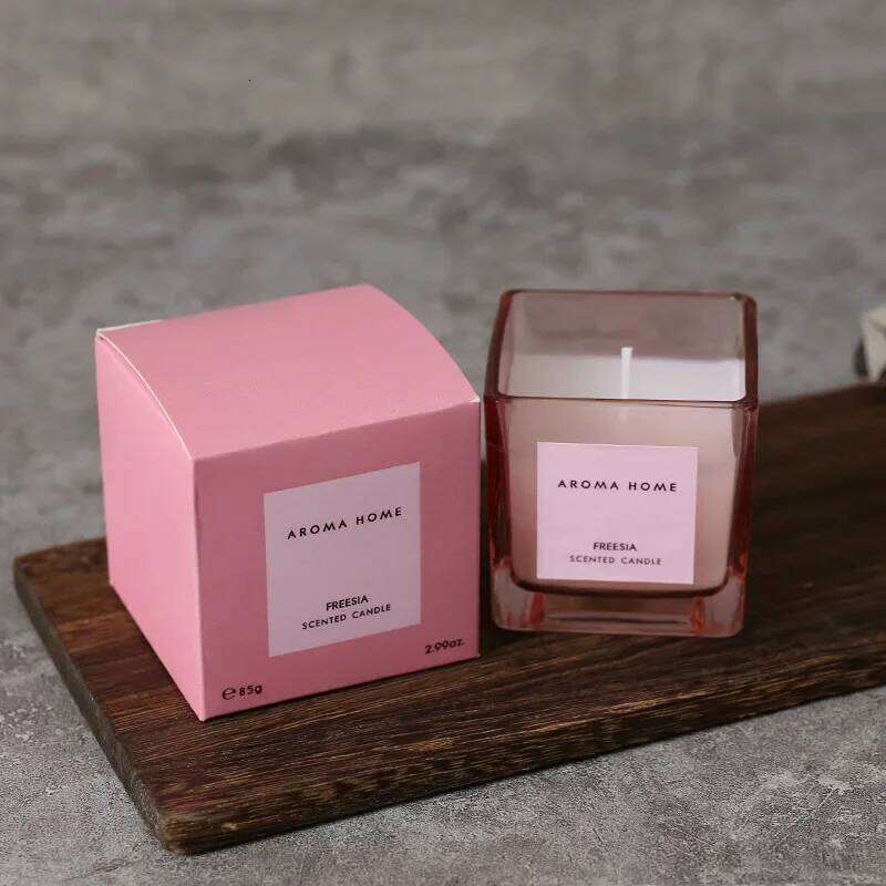 Ins Style Vintage Square Glass Jar Scented Essential Oils Soy Wax Candle Aromatherapy Home Decoration Birthday Xmas Gift Y260127