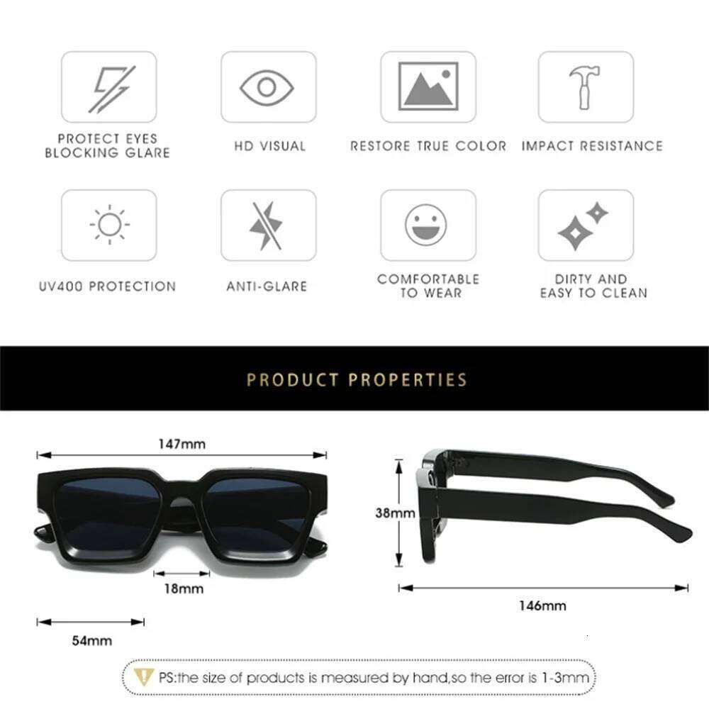 KLASSNUM Men Square Frame Sunglasses 2025 Luxury Brand Sun Retro Trendy Shades UV400 Unisex Women Glasses New Z260127