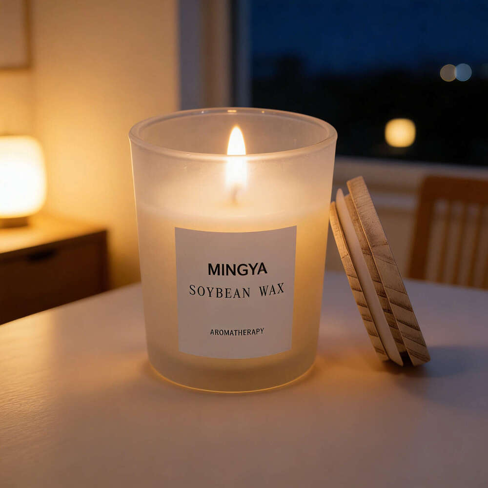 Wooden Lid Creative Ornament Aromatherapy Candle Smokeless Calming Relief for Workplace Professionals Late Night Rescue Sense of Farewell to Anxiety Y