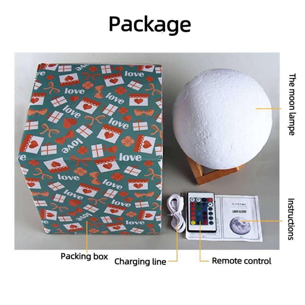 3D Printing Moon Lamp Personalized Photo Text Customized USB Night Light Birthday Mother Day Valentine's Christmas Lunar Gift Z260127