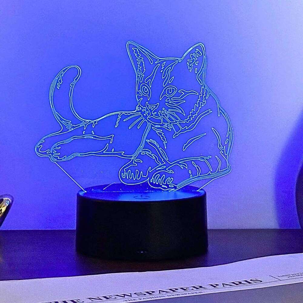 3D cute cat night 7-color RGB ambient USB power supply, bedroom desktop party decoration light, gift light. Z260127