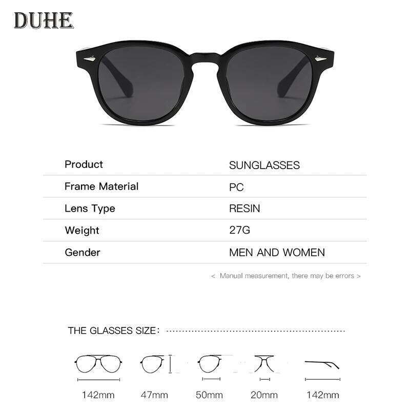 DUHE Retro Rivet Round Men's New Fashion Brand Small Frame Outdoor Women's Blue Yellow Driving Sunglasses Z260127